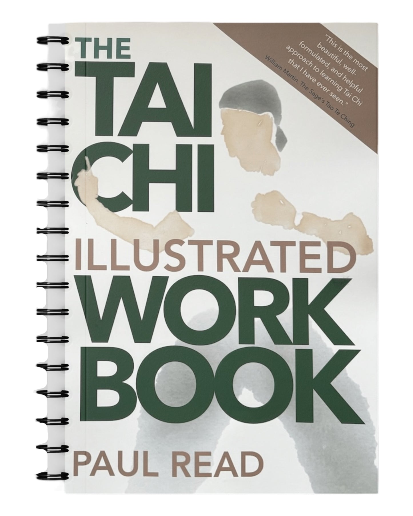 Wire bound cover of book showing title and tai chi water colour posture